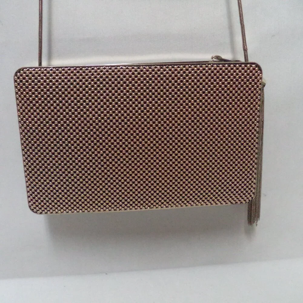 Marciano Guess Metal Mesh shoulder clutch purse bag Gold Convertible Tassel